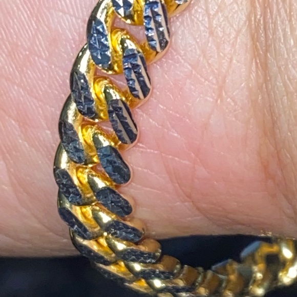 Mens 10k gold vermeil iced Cuban link chain and bracelet set Italian 925 stamped - Picture 6 of 11